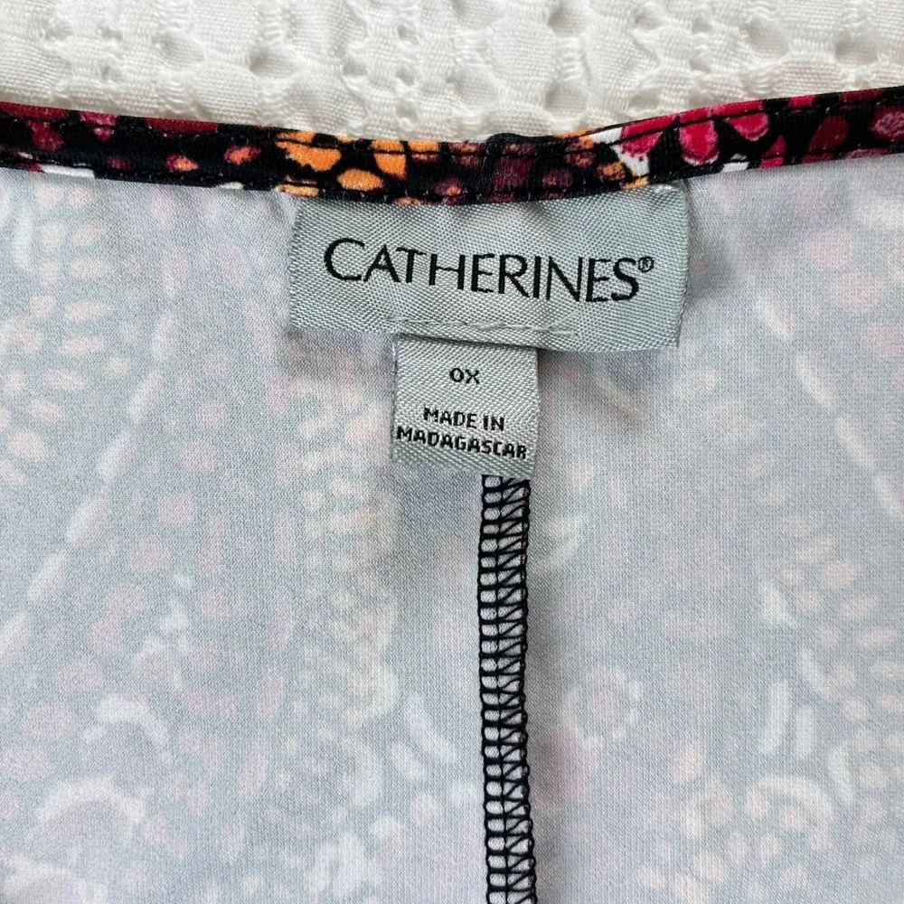 Catherines Dress Midi Tank Black Red Paisley Slinky Wrinkle Free 0X
